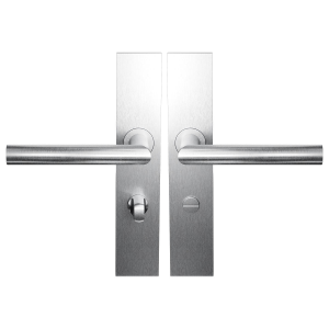 BLA115 RVS mat L-haaks model 19mm deurkruk op schild WC63/8 Normale Knop rechthoekig 