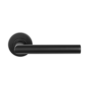 BLA115 zwart egaal L-haaks model 19mm deurkruk op rozet 53x10mm