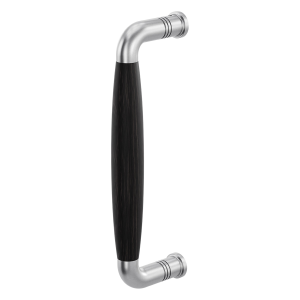 Deurgreep jaren 30 Ika RVS geborsteld met ebbenhout 207x63mm