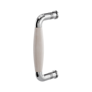 Deurgreep jaren 30 RVS gepolijst met eiken whitewash 157x62mm