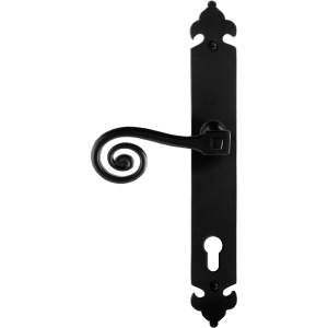 GPF6200.60L smeedijzer zwarte deurkruk Kera op langschild PC92 291x41x4mm, linkswijzend