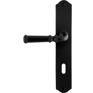 GPF6220.60L/R smeedijzer zwarte deurkruk Meri op schild BB72 238x41x4mm, links-/rechtswijzend