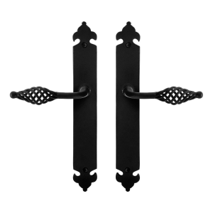 GPF6265.60 smeedijzer zwarte deurkruk Tane op langschild blind, 291x41x4mm