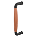 Deurgreep gebogen ton model Ika zwart met kersen 207x60 mm