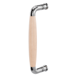 Deurgreep jaren 30 Ika RVS gepolijst met beukenhout 207x63mm