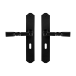 GPF6245.60 smeedijzer zwarte deurkruk Nokka op schild BB56, 238x41x4mm